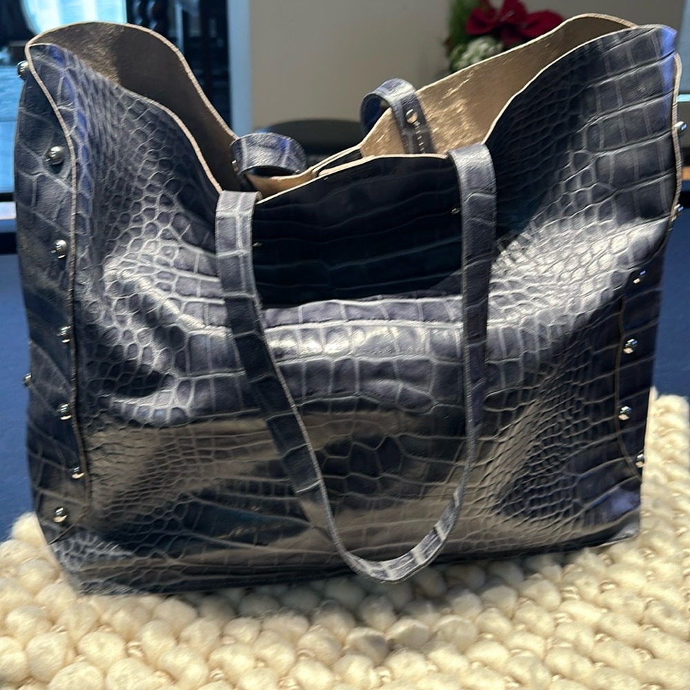 Vintage Fiore Snakelike Leather Tote